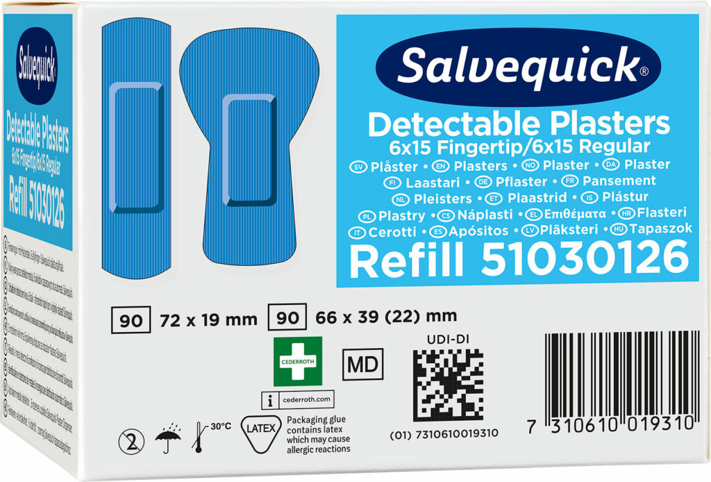 Blue Detectable Plaster Fingertip/Regular (6x refill)