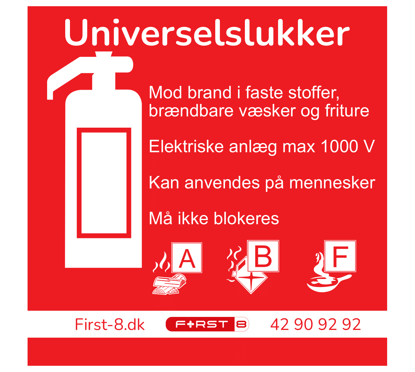 Universel brandslukker skilte 15x15 cm